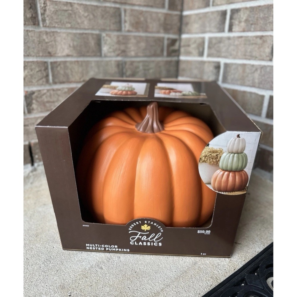 Hobby Lobby Nesting Stackable Multi Color Pumpkin Set Fall Halloween Decor NEW